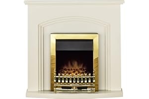 Adam Truro Fireplace Suite in Cream with Blenheim Electric Fire in Brass, 41 inch