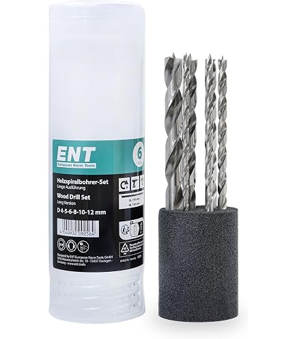 ALPEN Profi HSS Holzspiralbohrer Set – 5-teilig, 4/5/6/8/10 Mm, Für Weich- & Hartholz, Hitzebeständig Bis 450°C