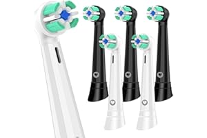 BRIZUF Toothbrush Head Compatible with Oral B iO 3/4/5/6/7/8/9/10 Series Electric Toothbrushes, Medium Softness Bristlesm for a Gentle Clean, White/Black, 6 Pack
