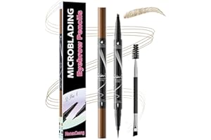HONEXCESNG Crayon Sourcil, Crayon Sourcils Microblading 2 en 1, avec Feutre Sourcils Waterproof à 4 pointes et Eyebrow Pencil Précis, pour Créer des Sourcils Naturels et Ressemblant (Marron Clair)
