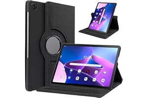 GOZOPO Funda Compatible con Lenovo Tab M10 Plus (3rd Gen) 10,61 Pulgadas (TB125FU/TB128FU/TB128XU), Ultra Slim PU Soporte Giratorio Protectora Carcasa, Negro