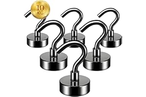 ATEWEITA Ganchos Magnéticos, Imanes Neodimio con Gancho Giratorio, 6 piezas Magnetic Hooks para refrigerador de cocina, techo, parrilla, pequeño Microondas (Nergo, 20mm)