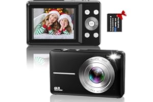 Digital Camera, Hauyince FHD 1080P 44MP Compact Camera, Vlogging Camera with 16X Digital Zoom, Powerful Cameras for Photography, Portable Mini Camera for Kids Teens Beginners-Black