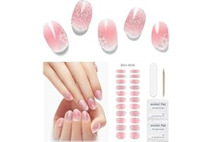 DUKASOU Unghie Adesive Gel, 22 Pezzi Adesivi/Pellicole per Smalto Vero, Adesivi per Unghie in Gel di qualità da Salone 100% Curati Strisce di Smalto Duraturo