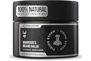 The Beard Struggle Warrior’s Beard Balm - Silver Collection, Viking Storm - Non-Greasy Low-Hold Formula, Luxurious Cologne-Grade Fragrances 100% Natural and Plant-Based Ingredients - 50g