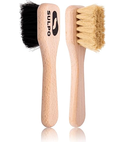 DELARA Brosse à Chaussures Et Brosse à Cirage En Poils Naturels - Set Pour Entretien Cuir