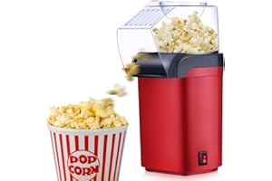 GOMETY Machine à Pop-Corn à Air Chaud 1200W Sans Huile Ni Graisse Popcorn Maker Électrique Rapide en 3 Minutes Fonctionnement à Un Bouton Compact avec Cuillère à Mesurer Idéal pour Maison et Fêtes