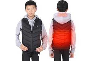 AEGJEGVD Veste Chauffante Enfant Garçons et Filles USB à Capuche - 3 Températures Réglables - Manches Longues - Garçons Filles Gilet Chauffant avec Zips Vêtement Lavable Doudoune Chasse Enfants Hiver