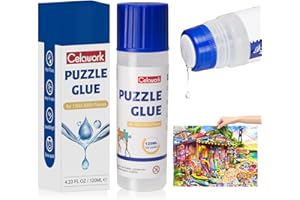 Celawork Puzzle Glue for 1000/1500/3000 Pieces Puzzles, Non-Toxic PVA Transparent Puzzle Glue, Quick Drying, with Dot glue, Practical Accessory for Hanging Puzzles (120 ML)