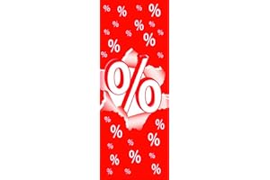 AGENTUR WERNER KUHLINS Banner Plakate Langbahn für Sale und Rabattaktionen - 48 x 138 cm für Schaufenster und Wände - auch mit Klemmschiene zum Aufhängen (Prozentzeichen 2, Ohne Klemmschiene)