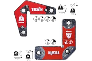 Telwin Set di Posizionatori Magnetici Multiuso per Saldatura, 2 Pezzi, 9 kg e 13 kg Forza Magnetica