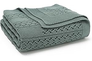 DovFanny Cotton Cellular Baby Blanket Knitted Soft Blanket for Newbron Baby Boy and Girls 100 x 80cm (Dark Green)