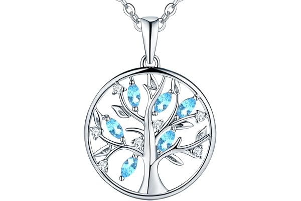 JO WISDOM Collier Pendentif Arbre de vie Yggdrasil Argent 925 Femme AAA Zirconium