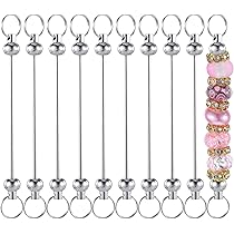 SUNNYCLUE 1 doos 10 sets 40 stuks kralenbare sleutelhanger staven kralenbare sleutelhangers metalen gekraalde sleutelhanger bedels sleutelhangers staven bulk inclusief 20 stuks open springringen voor