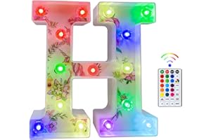 Tosakey Light Up Letters, LED Letter Lights Sign 18 Color Changing 26 Alphabet Sign Unicorn Gifts for Girls Women Birthday Christmas Lamp Bedroom Home Decoration-(H)
