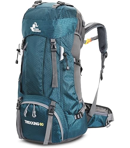 NACATIN 60 l wandelrugzak, heren en dames, grote reisrugzak, rugzak voor heren en dames, scheurvast en waterdicht, ideaal voor kamperen, trekking, reizen in de open lucht, Zwart-60L, 75*25*35cm