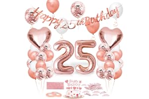 EPOKUS 25th Birthday Rose Gold Balloon, 25th Birthday Decoration, Balloon 25th Birthday, Giant Foil Balloon Number 25, Happy Birthday Foil Balloon 25, Balloon 25 Decoration for Birthday Women