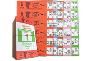 Jumbo Bingo 750 BOOKS 5 PAGE GAME STRIPS OF 6 TV TICKET SHEET BIG BOLD NUMBERS