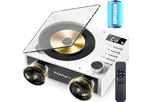 Stationär CD-spelare med 4 000 mAh uppladdningsbart batteri, Bluetooth CD-spelare med dubbla högtalare, fjärrkontroll, LCD-sk
