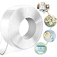 MIMEIMIAI Self Adhesive Tape, Double Sided Tape Heavy Duty Two Sided Sticky Pads Strong Wall Adhesive Strips No Marks Reusable Clear Nano Tape for Picture Hanging, Carpet Glue