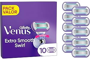 Gillette Venus Deluxe Smooth Swirl, Recambio Para Maquinilla De Mujer, Pack De 10 Recambios, 5 Resistentes Hojas Para Proporcionar Una Depilación Súper Suave Y Duradera