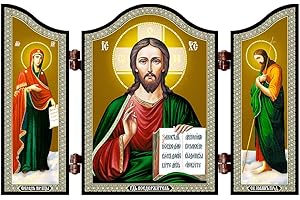 NKlaus 1456 Jesus Christus Ikone Triptychon Gospod' Vsederzhitel' Spasitel' Altar