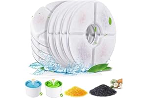 LAUFUNJOY Lot de 8 Filtre Fontaine Eau Chat, Cat Filtres de Fontaine pour Chat Filtres de Rechange de Fontaine d'animal Familier avec la résine et Charbon Actif, Tour