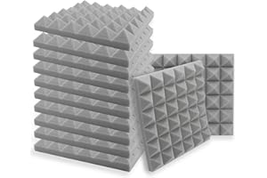 SK Studio 12 Pezzo Cuneo Fonoassorbenti Isolanti Studio Acustici Parete Piastrelle Pannelli coefficiente di insonorizzazione 30x30x5cm, Grigio