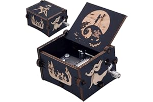 sakruda Wooden Halloween Music box for Daughter Son Mum Dad Friend,Christmas,Hand Crank Tune This is Halloween,Musical Box Gift to Kids Adults at Halloween,Saints' Eve,New Year,Thanksgiving Day