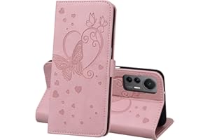 CASAFUNY Funda para Xiaomi 12 Lite Libro de Cuero PU Premium Magnético Tarjetero y Suporte, Xiaomi 12 Lite 5G Cover Protectora Carcasa para Xiaomi 12 Lite 5G, Rosado