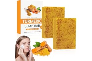 FARMTY 2 Pièces Savon Éclaircissant Au Curcuma,Naturel Au Curcuma,À L'acide Kojique Éclaircissant,Savon Naturel pour Corps et le Visage,Hydrater et Unifier le Teint