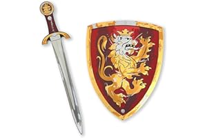 Liontouch - Set Spada e Scudo da Nobile Cavaliere, Rosso | Giocattoli per Bambini in Schiuma, Stile Medievale, Stemma Leone Dorato | Armi Giocattolo e Accessori. per Travestimenti e Costumi