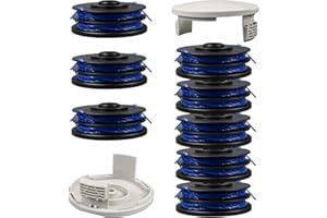 JOJOCY Bobina di ricambio per decespugliatore Ryobi RAC123 5132002671, bobina e filo compatibile con Ryobi RLT4027, RLT4125, RLT5027, RLT6030, RLT5127, RLT6130 (8 bobine + 2 coperture)