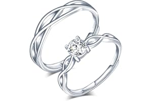CPSLOVE Anillo de plata 925 para pareja, anillos de bodas de diamantes de flores, tamaño ajustable, Anillo de compromiso