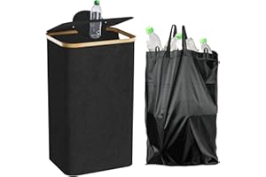 skelo Pfandflaschen Sammelbehälter mit Decke,100L Pfandflaschen Behälter, Pfandsammler Organizer and Altglas Aufbewahrung mit Einwurf, Leergutbehälter fur Recycling Abstellraum Flaschentasche E27