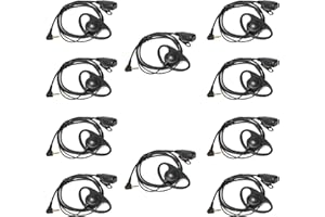 HYSHIKRA Auricular Walkie Talkie con micrófono, 1 Pin de 2,5 mm en Forma de D Pinganillo Compatible con Motorola TLKR T92 H2O T42 T62 T82 Extreme T80 Extreme Radio (10 Piezas)