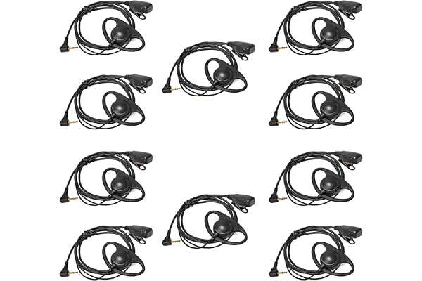 HYSHIKRA Oreillette de Talkie-walkie 1 Broche 2,5 mm Compatible avec Motorola TLKR T92 H2O T60 T80 T82 Extreme, Casque en Forme de D avec Micro (10 pièces)