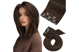 Moresoo Extension Capelli Veri Clip Marrone Cioccolato Extension con Clip Capelli Veri Invisibile Marrone Scuro #4 30 cm 5 Pezzi 80g