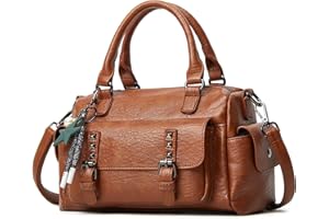 NICOLE & DORIS Vintage Top Handle & Cross-Body Bags for Women - Multiple Pockets, PU Leather