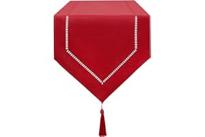 LLCUTESHOP Runner da Tavola Rosso 32 x 180 cm Moderno Innovativo Design Solido Lino Runner da Tavola, Lavabile di Alta Qualità di Grano Ear Design per Sala da pranzo Festa Decorazione di festa