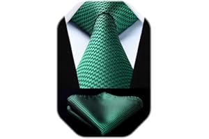 HISDERN Corbatas para Hombre de Boda Modernas Houndstooth Conjunto Corbata y Pañuelo Clásico de Business