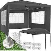 Tectake&reg; Garden Gazebo, Waterproof Outdoor Gazebo, Beach Awning, Gazebo, Outdoor Garden Tents &ndash; 3 x 3 m Grey