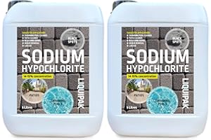 Liquipak Sodium Hypochlorite 10 Litres Patio Cleaner (2x5L) | Extra Strong 14-15% Concentration | Swimming Pool Liquid Chlorine & Black Spot Remover | Bleach Solution