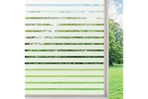 DARUITE Pellicola per Vetri Finestre Motivo a Strisce Medie 30x200cm, Decorative Pellicola Adesiva per Vetri Elettrostatica Satinata Opaco Anti-UV Pellicola Privacy Finestre per Casa Ufficio
