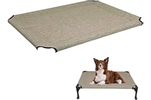 Veehoo Cooling Elevated Dog Bed Cover, Outdoor Portable Raised Pet Cot Replacement, Breathable Mesh Washable Hammock, Light Gold 81 x 64