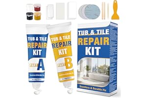 prowithlin Kit Reparation Carrelage, kit réparation receveur de douche résine, répare rayures et dommages sur baignoire, douche et lavabo en porcelaine, étanche et couleur réglable (1)