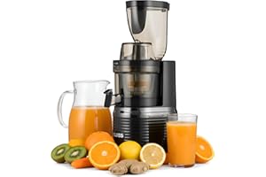 ‎4SWISS 4Swiss Entsafter Saftpresse Elektrisch für Gemüse Obst Slow Juicer Machine mit Einfüllschacht - Kaltentsafter Fruchtpresse Presse Große Saftmaschine XL Leicht zu Reinigen Obstpresse - BM202 Schwarz