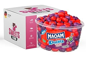 SWEETS´N FOOD SWEETS'N FOOD Maoam Kracher - knackig, fruchtige Kaubonbons mit Brausefüllung - Fruchtkracher - Blau - Red Berries - Dose 1200 Gramm (Wild Red Berries)