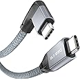 USB C to USB C Cable Right Angle 20Gbps Data Transfer 4K 60Hz Video 100W USB 3.2 Gen2x2 for iPhone 15/15 Pro, Thunderbolt 3/4, MacBook, Dell XPS, iPad Pro, Samsung S20, S21, Hub, Monitor (0.5M)