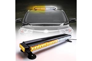 ROUTEKING 67 cm 54 LED Flashing Light 7 Modes 12/24 V Flash Light Amber Warning Light Magnetic Emergency Flashing Lamp Recovery Warning Yellow Ceiling Light (Yellow/White)